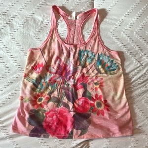 Pink floral tank top